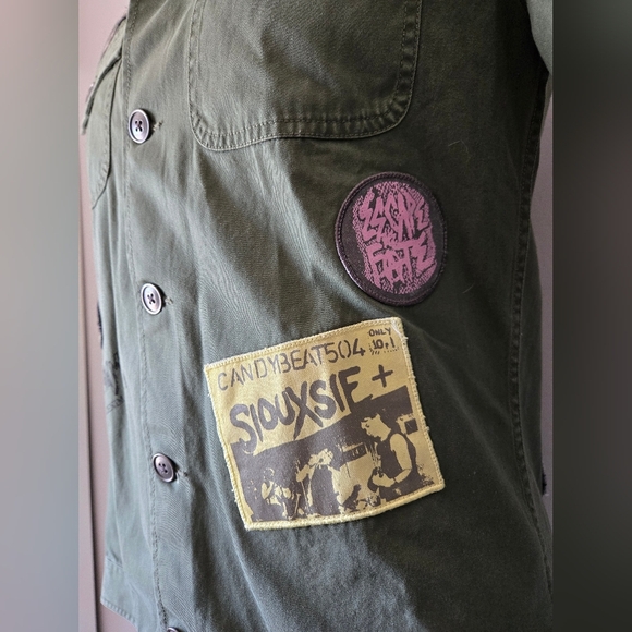 SHINE ORIGINAL Snake Charmer Men's Army Green Patchwork Jacket. Size Small - Picture 2 of 16